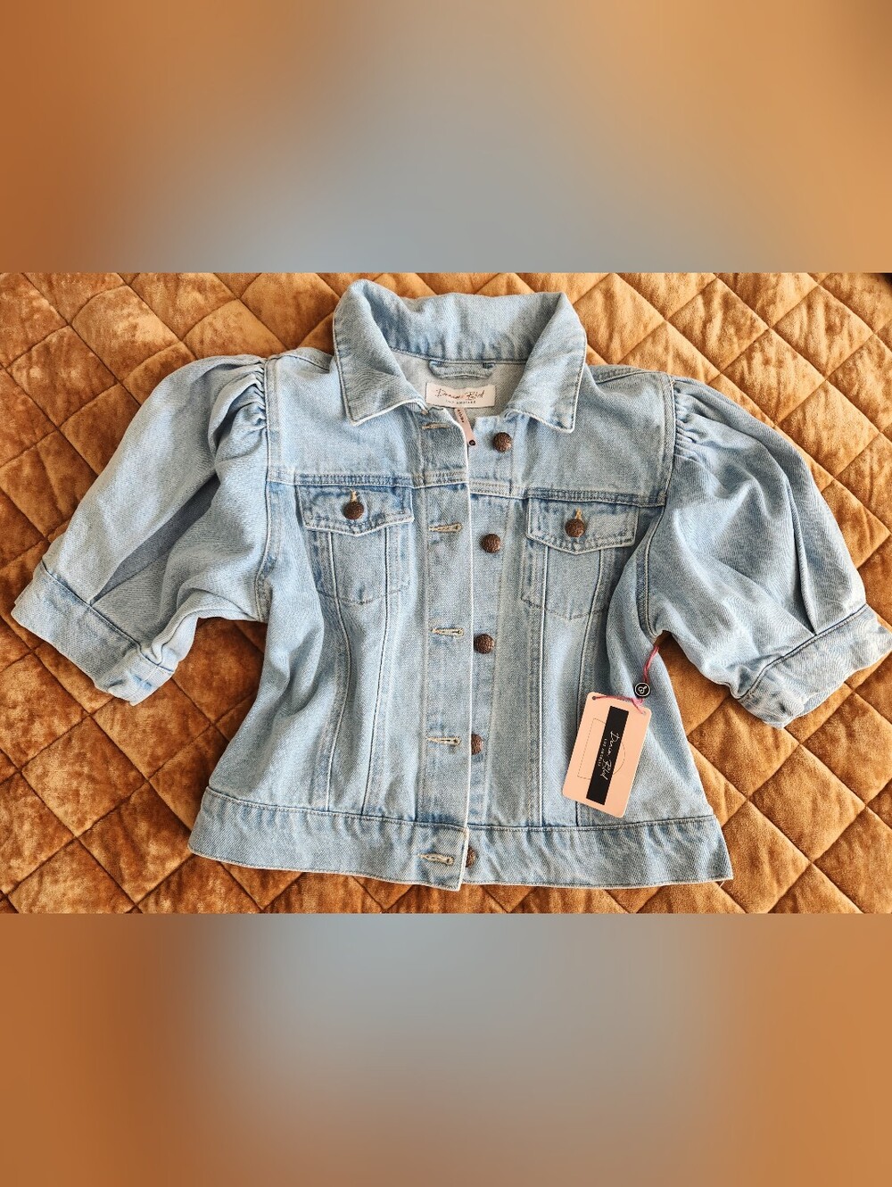 Denim Blvd Crop Puff Sleeves Jeans Jacket Small